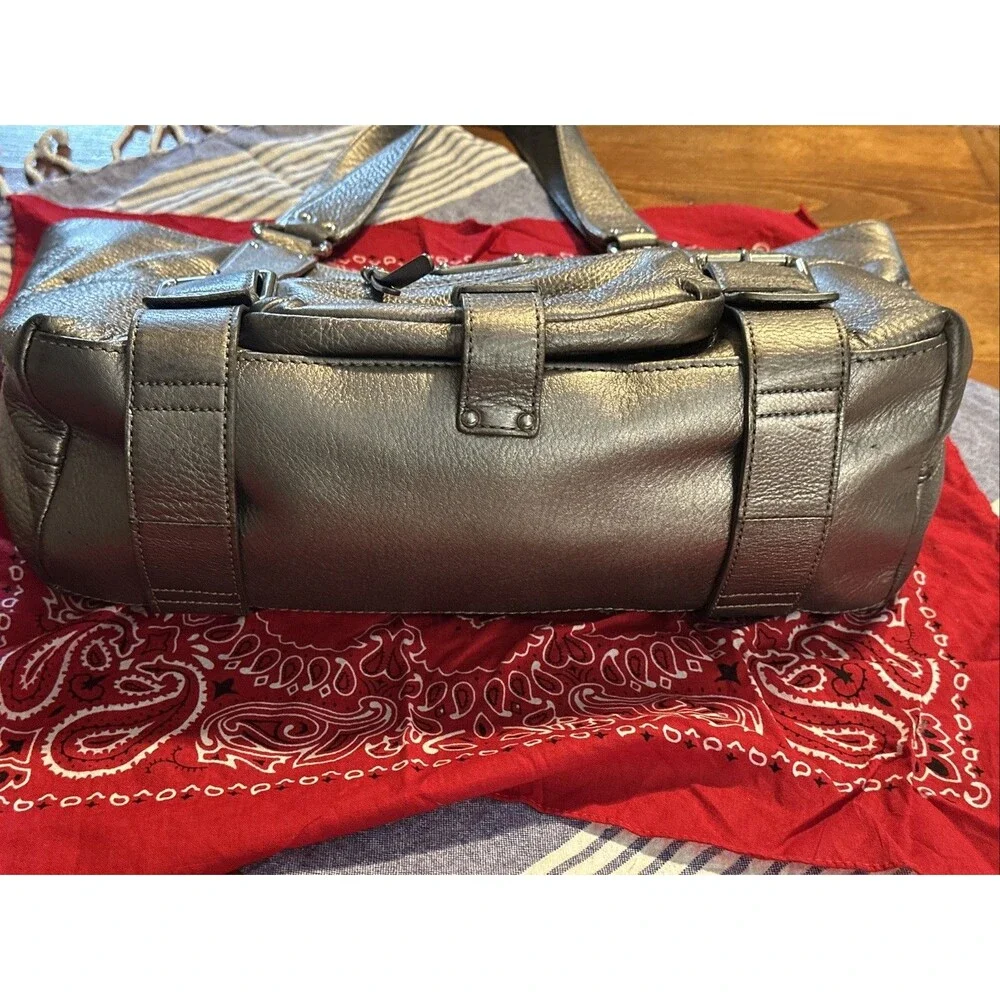 Michael Kors Large Metallic Silver Leather Shoulder Bag